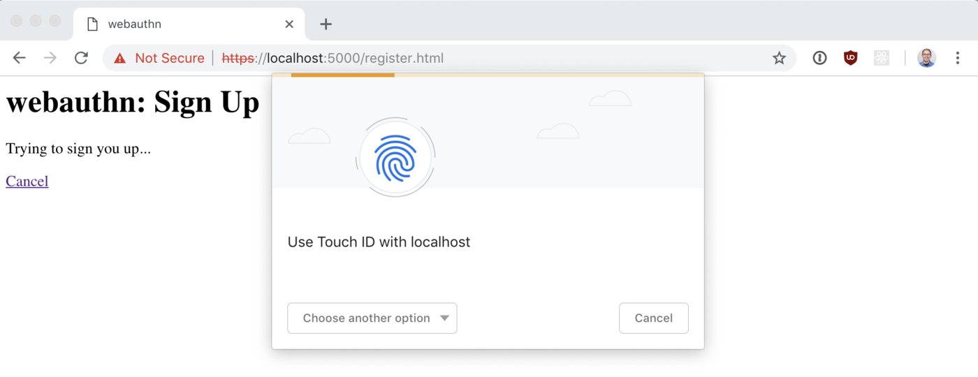 Chrome 70 on macOS with Touch ID via WebAuthn