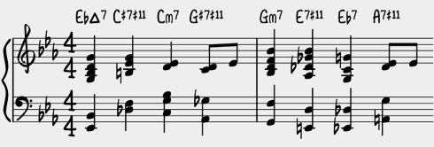 Piano Voicings For Chromatic Approaches, First Two Bars