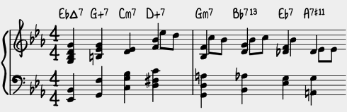 Piano Voicings, Tritone Approaches In First Two Bars